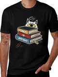 Busy Cat Graphic T-Shirt - Book Lover Tee