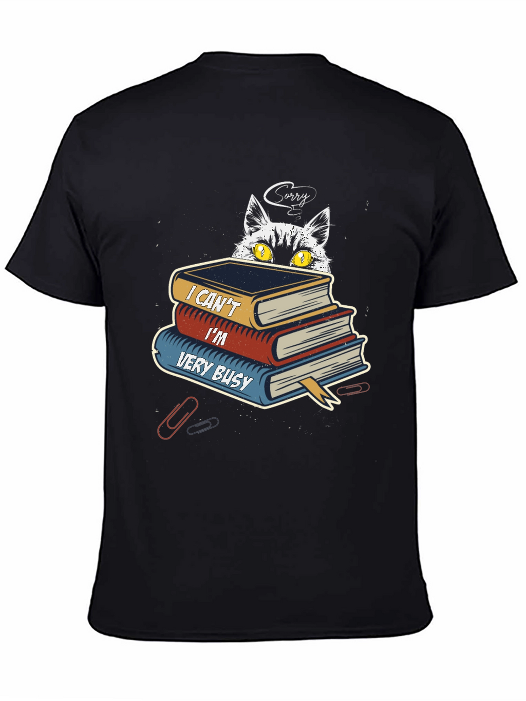 Busy Cat Graphic T-Shirt - Book Lover Tee