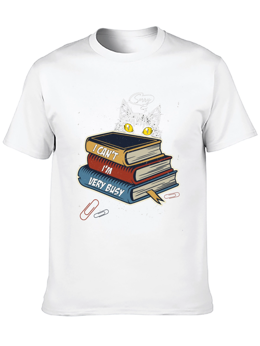 Busy Cat Graphic T-Shirt - Book Lover Tee