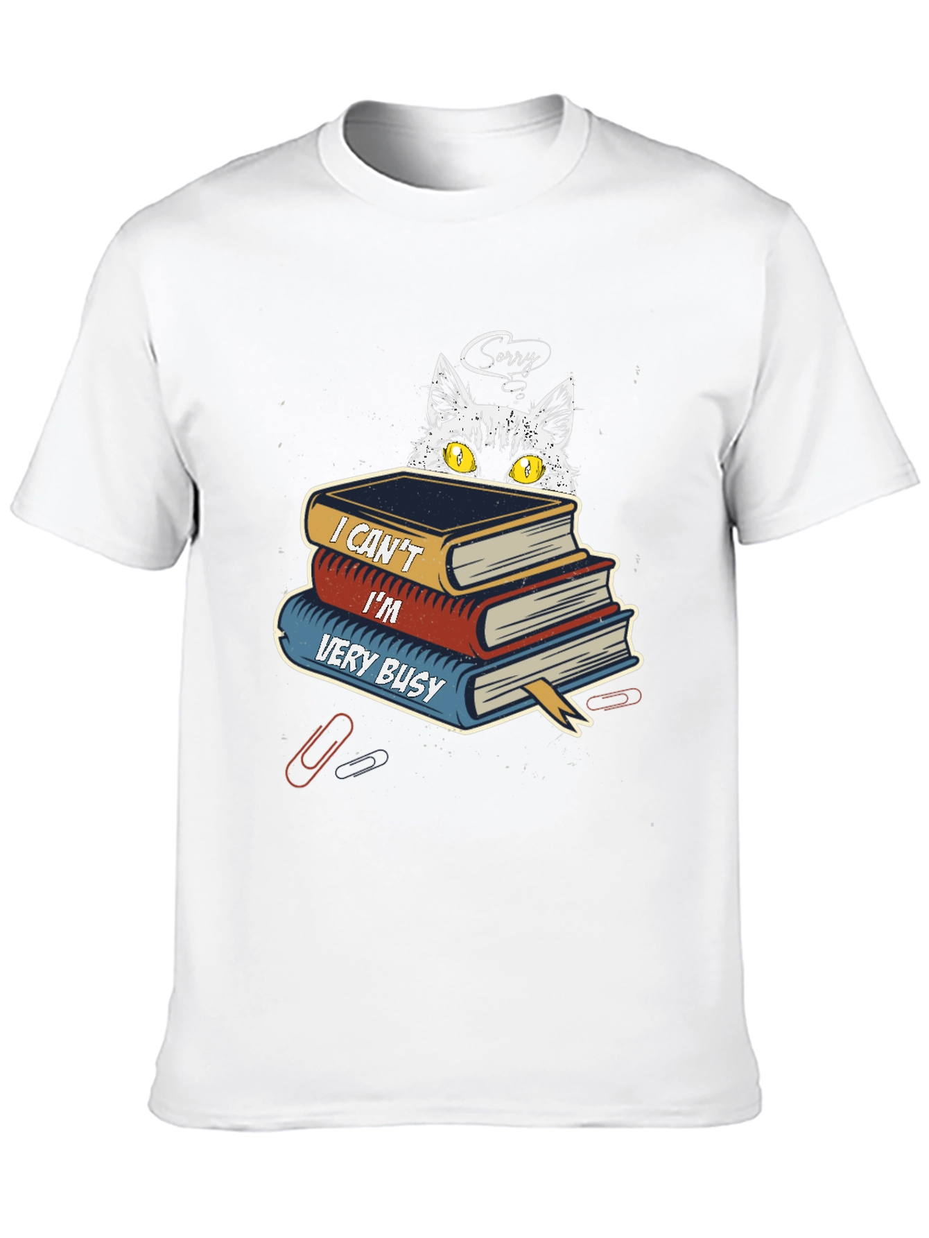 Busy Cat Graphic T-Shirt - Book Lover Tee