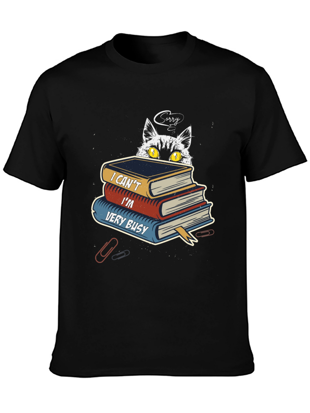 Busy Cat Graphic T-Shirt - Book Lover Tee