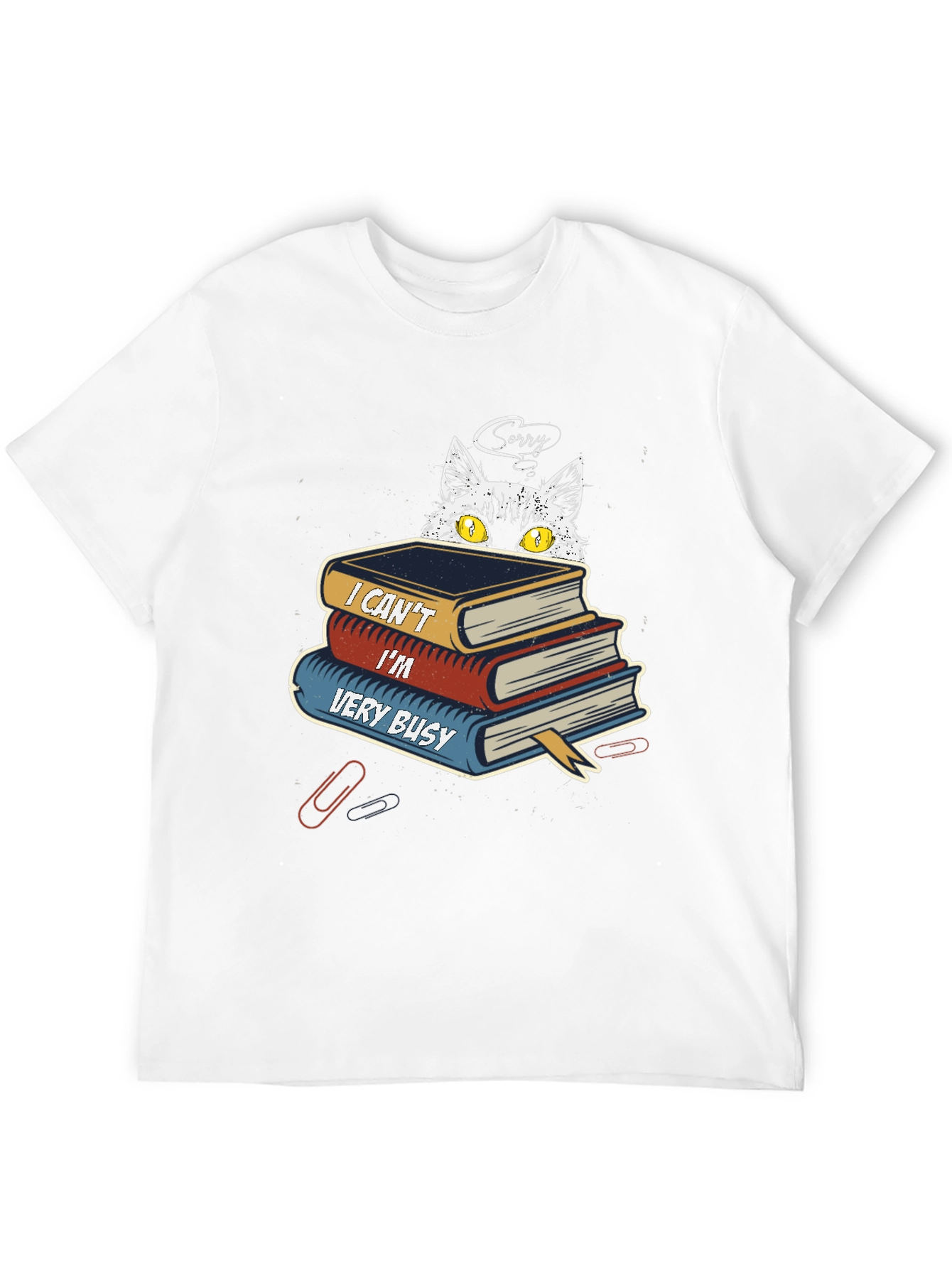 Busy Cat Graphic T-Shirt - Book Lover Tee