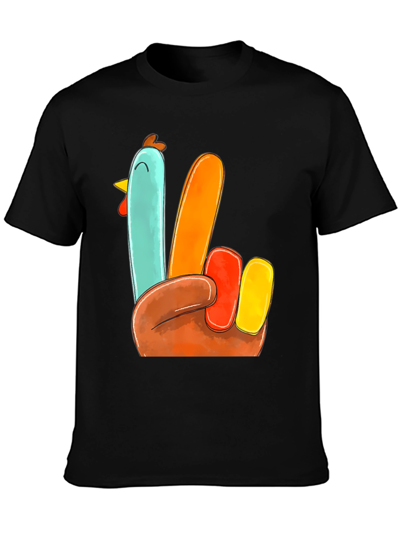 Thanksgiving Turkey Hand T-Shirt - Festive Holiday Apparel
