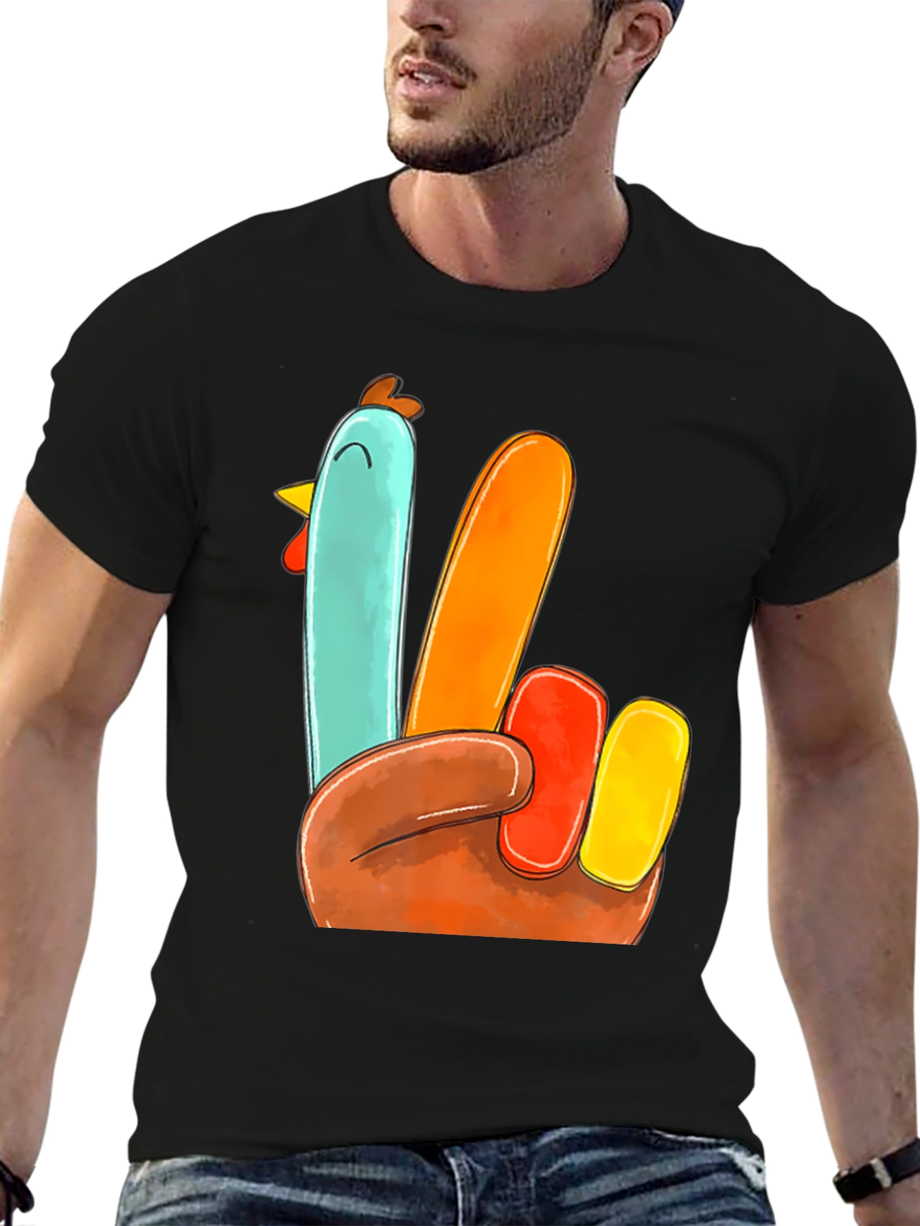 Thanksgiving Turkey Hand T-Shirt - Festive Holiday Apparel