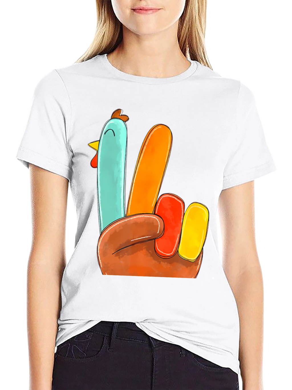 Thanksgiving Turkey Hand T-Shirt - Festive Holiday Apparel