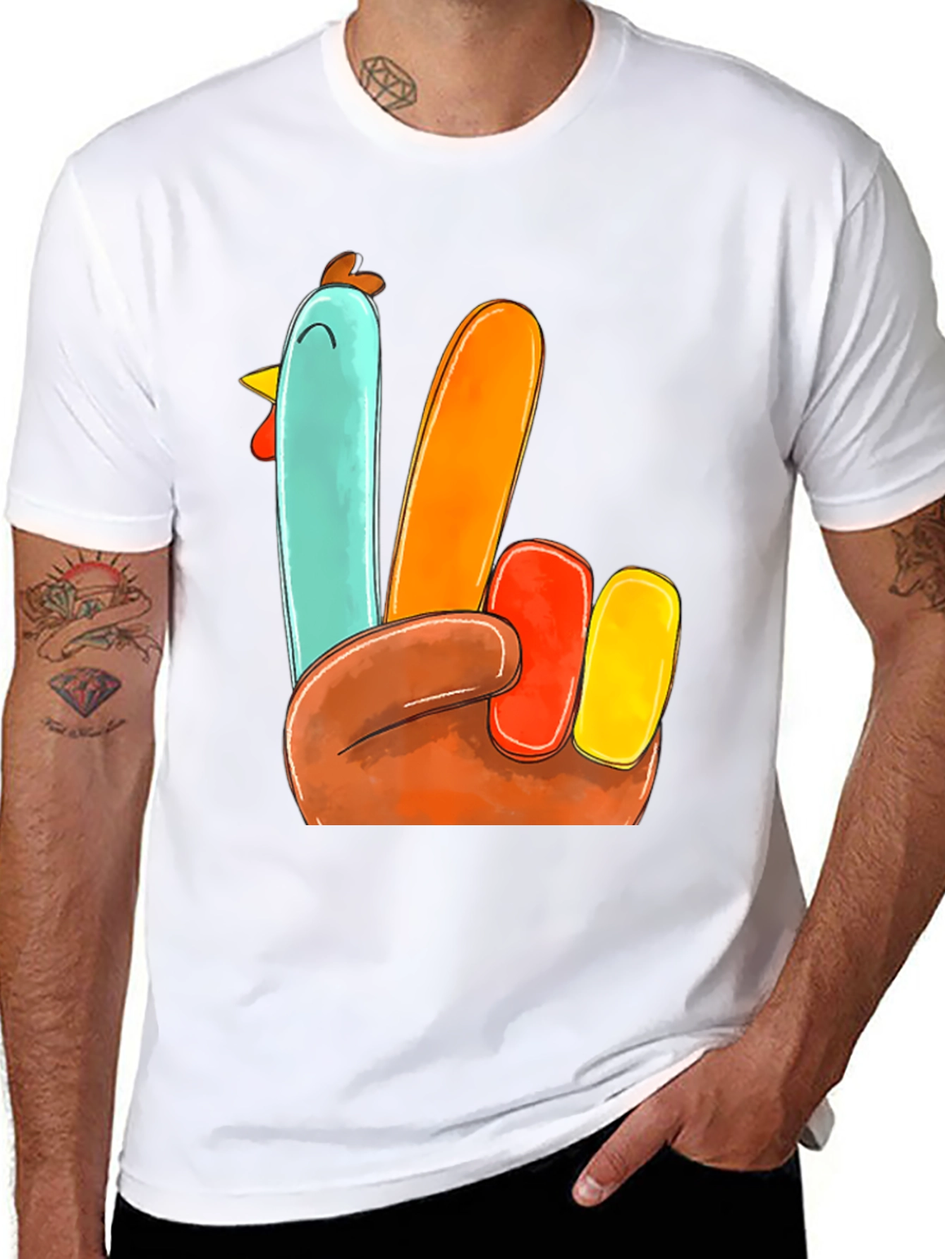 Thanksgiving Turkey Hand T-Shirt - Festive Holiday Apparel