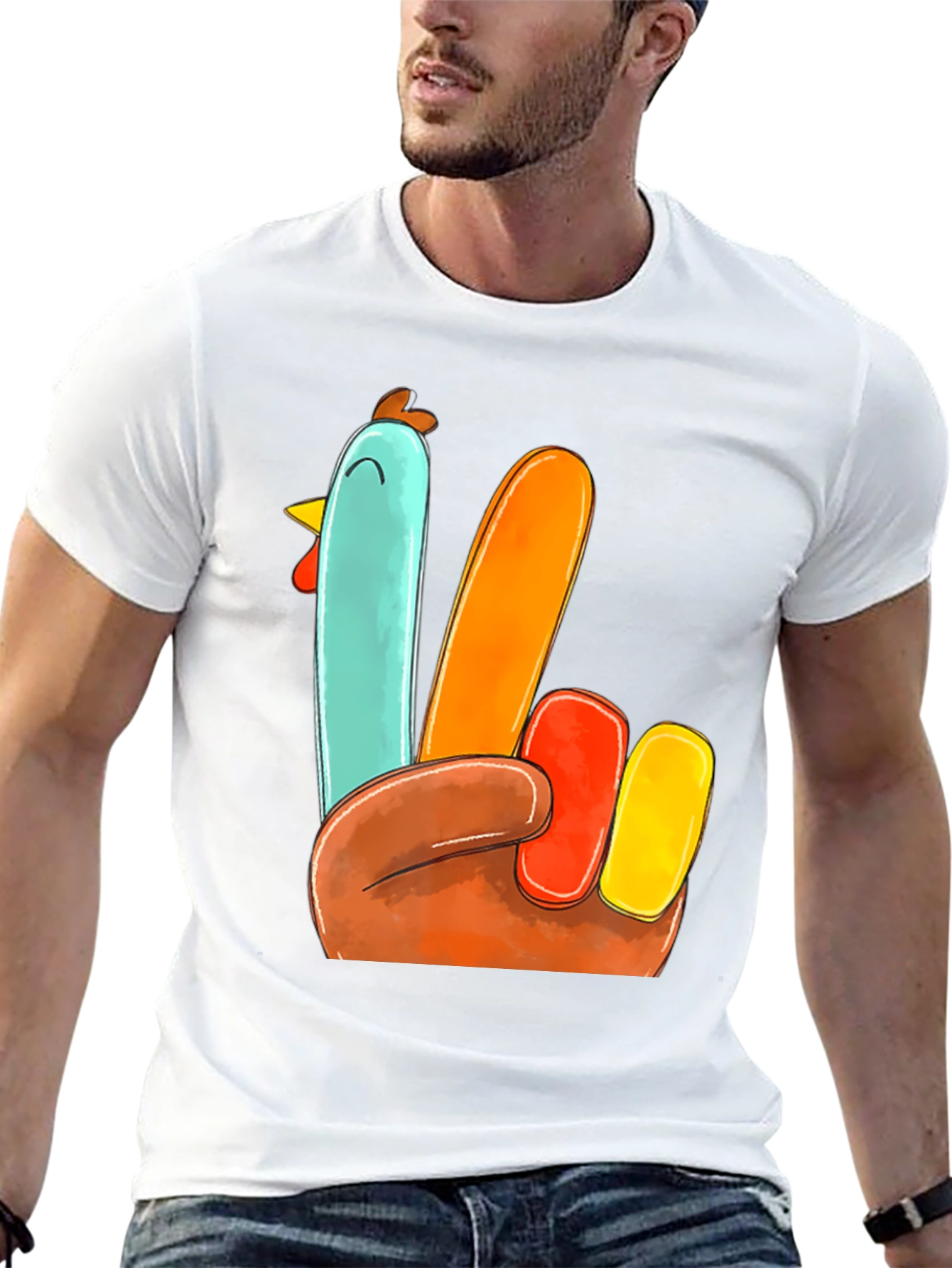 Thanksgiving Turkey Hand T-Shirt - Festive Holiday Apparel