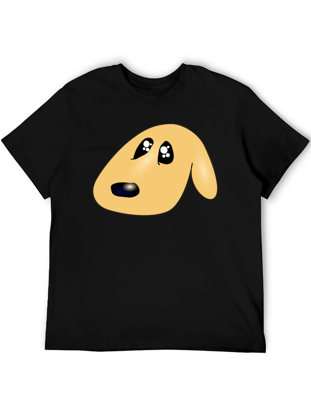 Cute Cartoon Dog Face Black T-Shirt