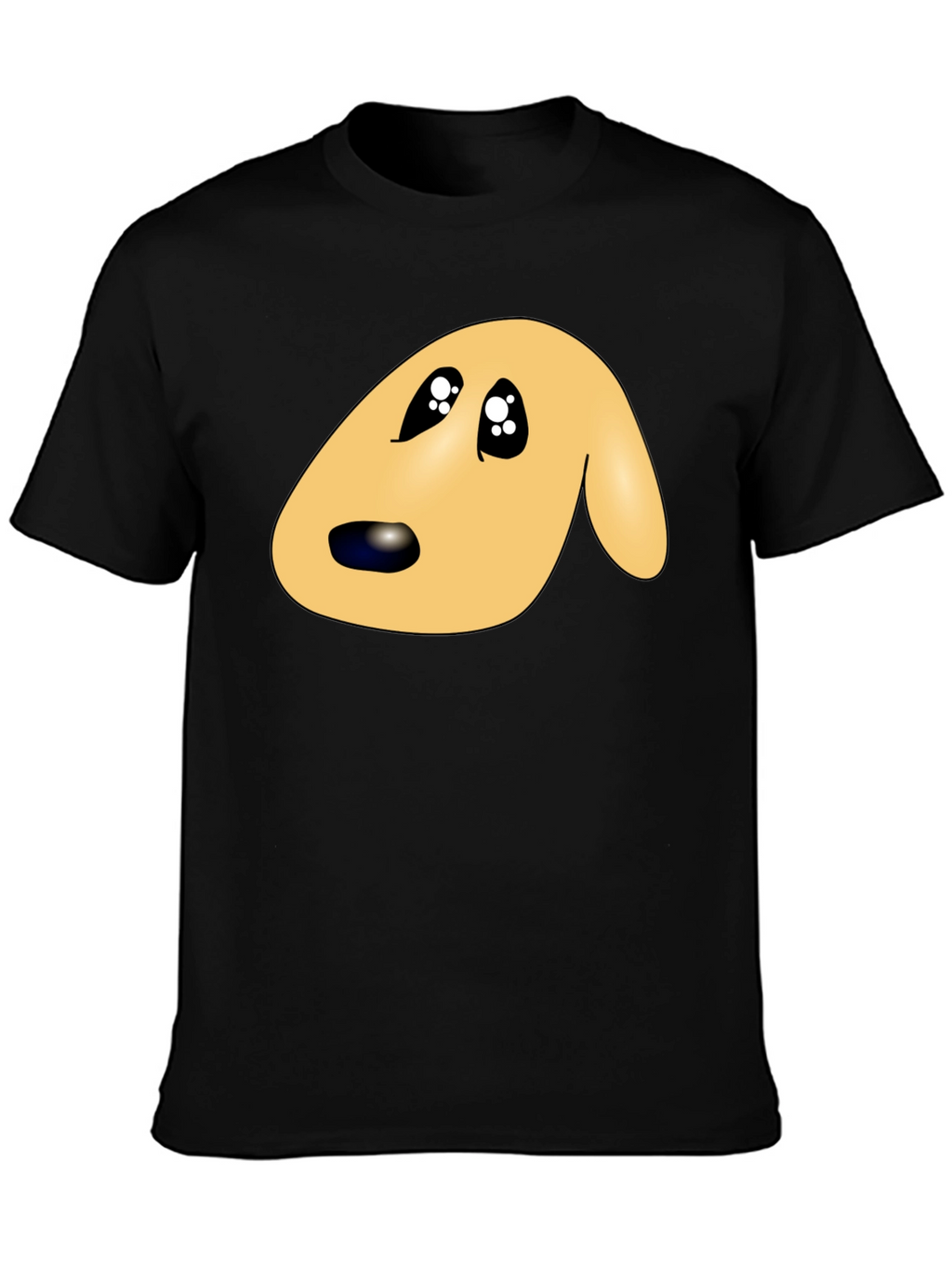 Cute Cartoon Dog Face Black T-Shirt