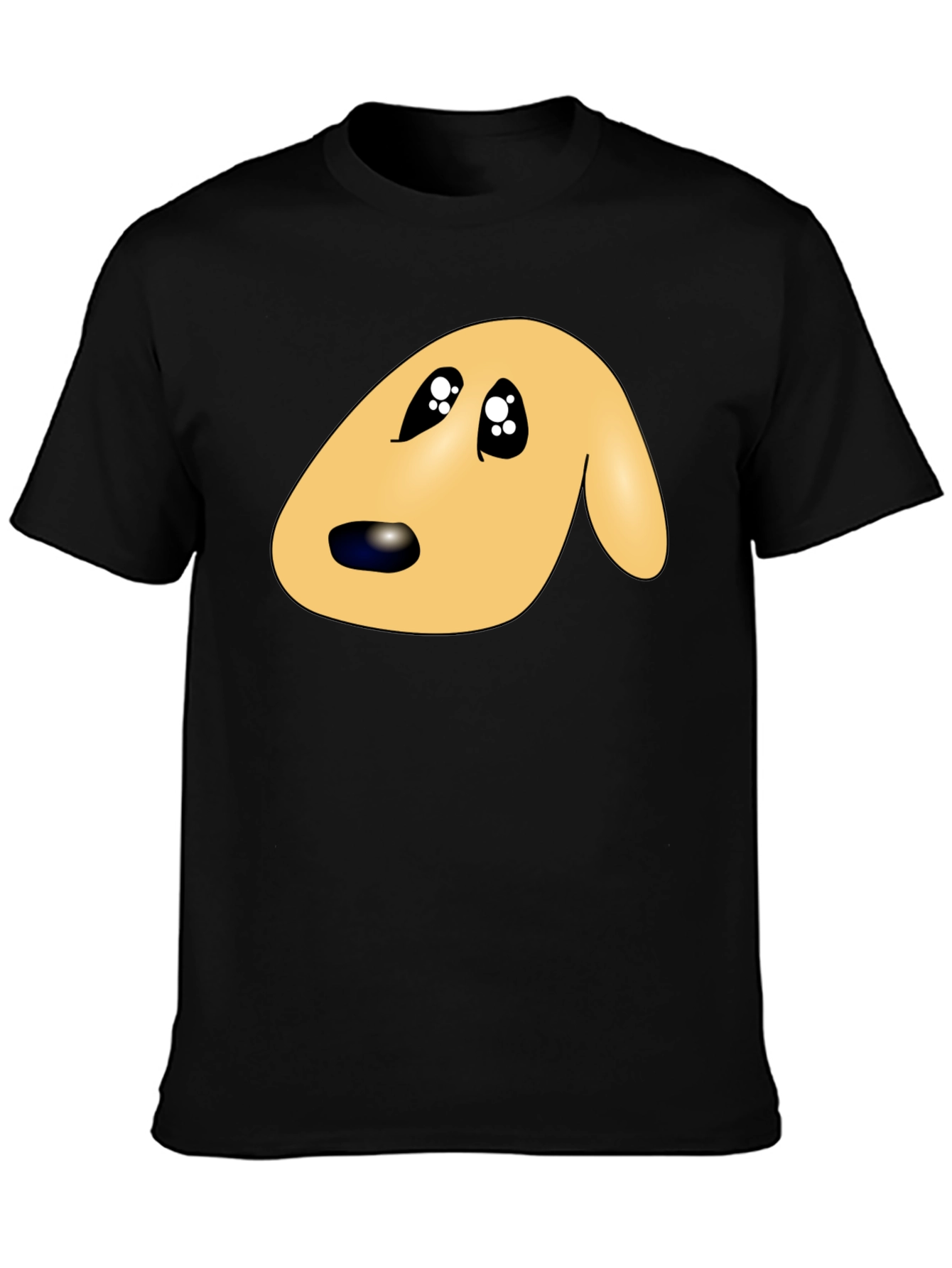 Cute Cartoon Dog Face Black T-Shirt