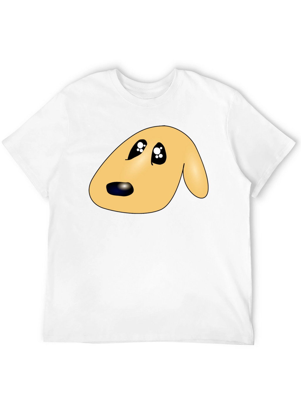 Cute Cartoon Dog Face Black T-Shirt