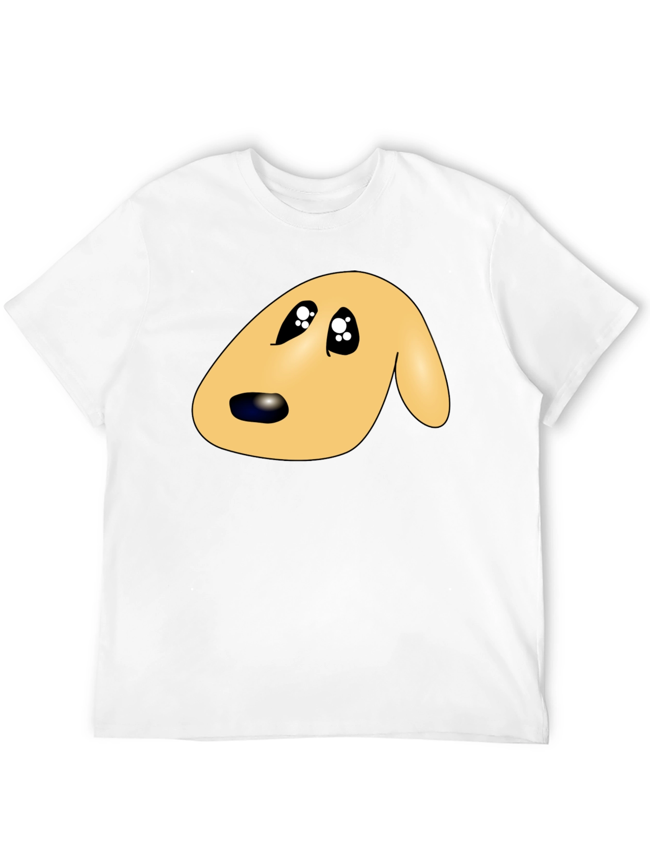 Cute Cartoon Dog Face Black T-Shirt