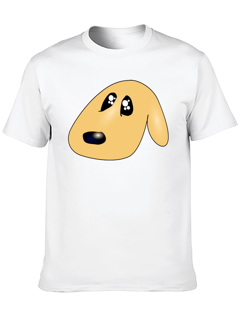 Cute Cartoon Dog Face Black T-Shirt