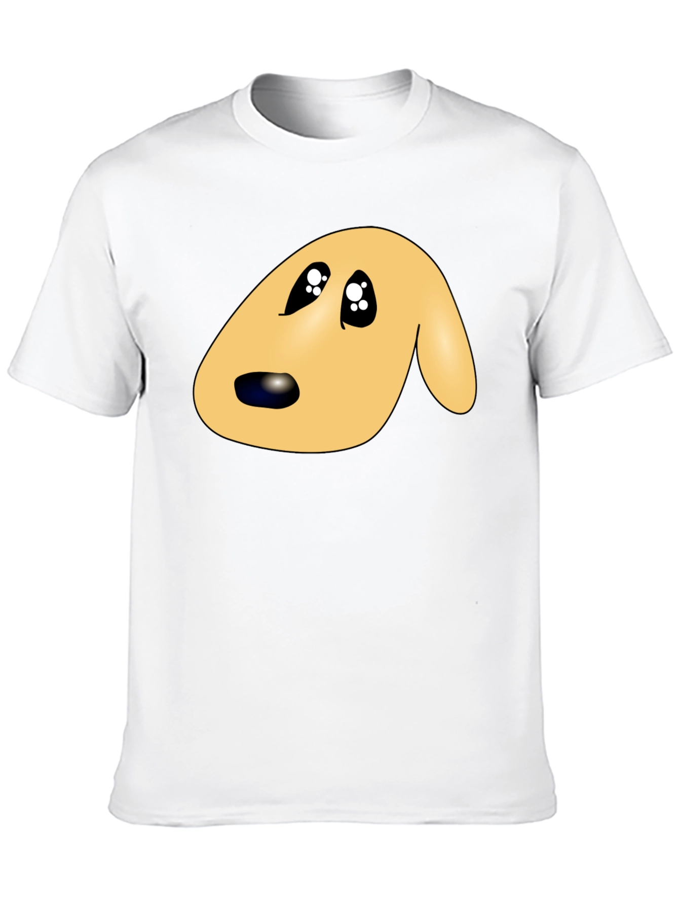 Cute Cartoon Dog Face Black T-Shirt