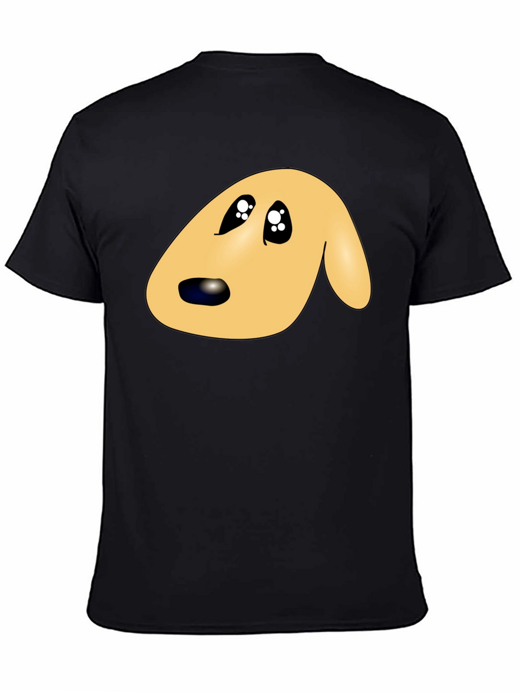 Cute Cartoon Dog Face Black T-Shirt