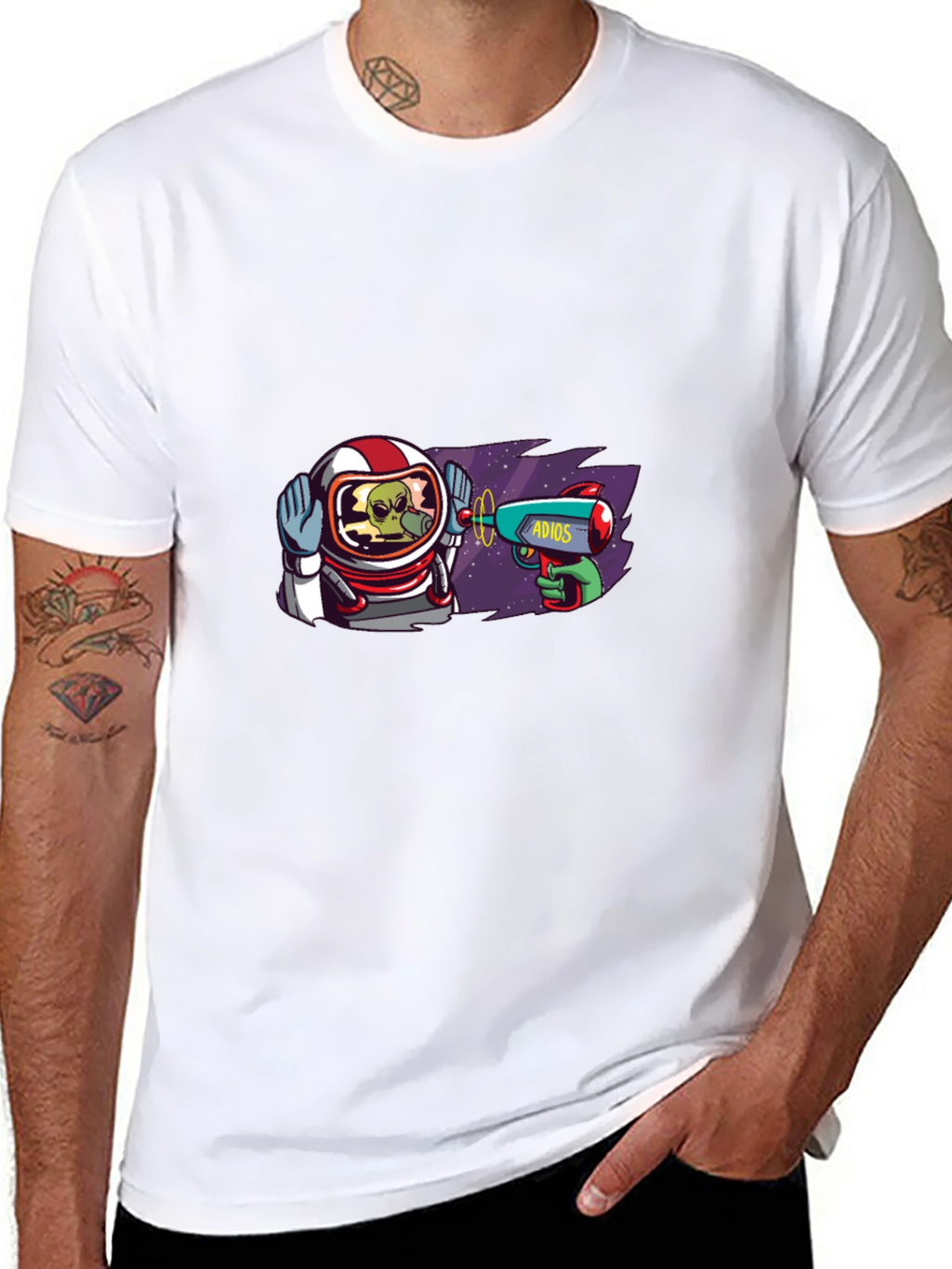 Astronaut Alien T-Shirt - Adios Ray Gun Design