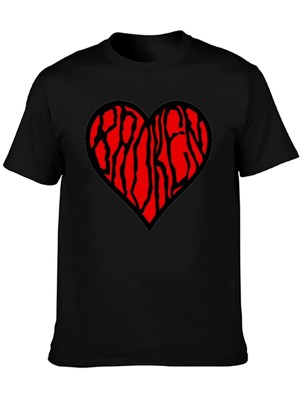 Heart Patterned Mens Black T-Shirt