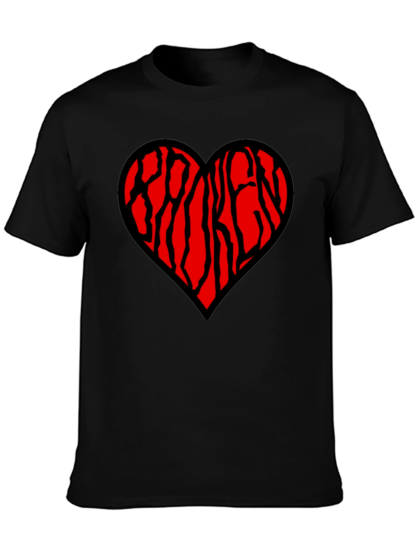 Heart Patterned Mens Black T-Shirt