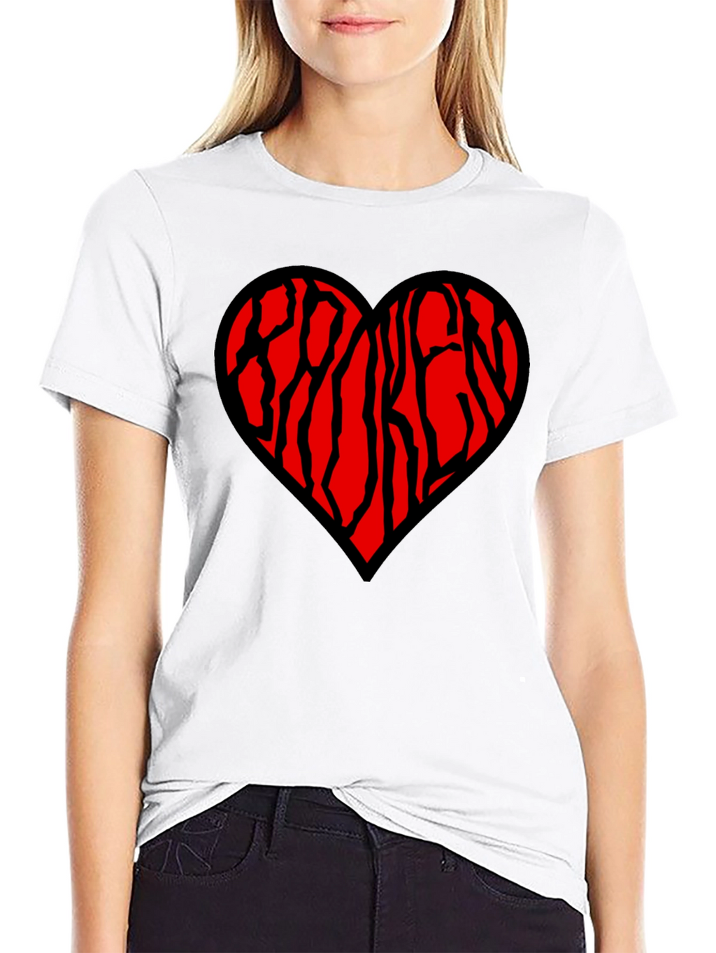 Heart Patterned Mens Black T-Shirt