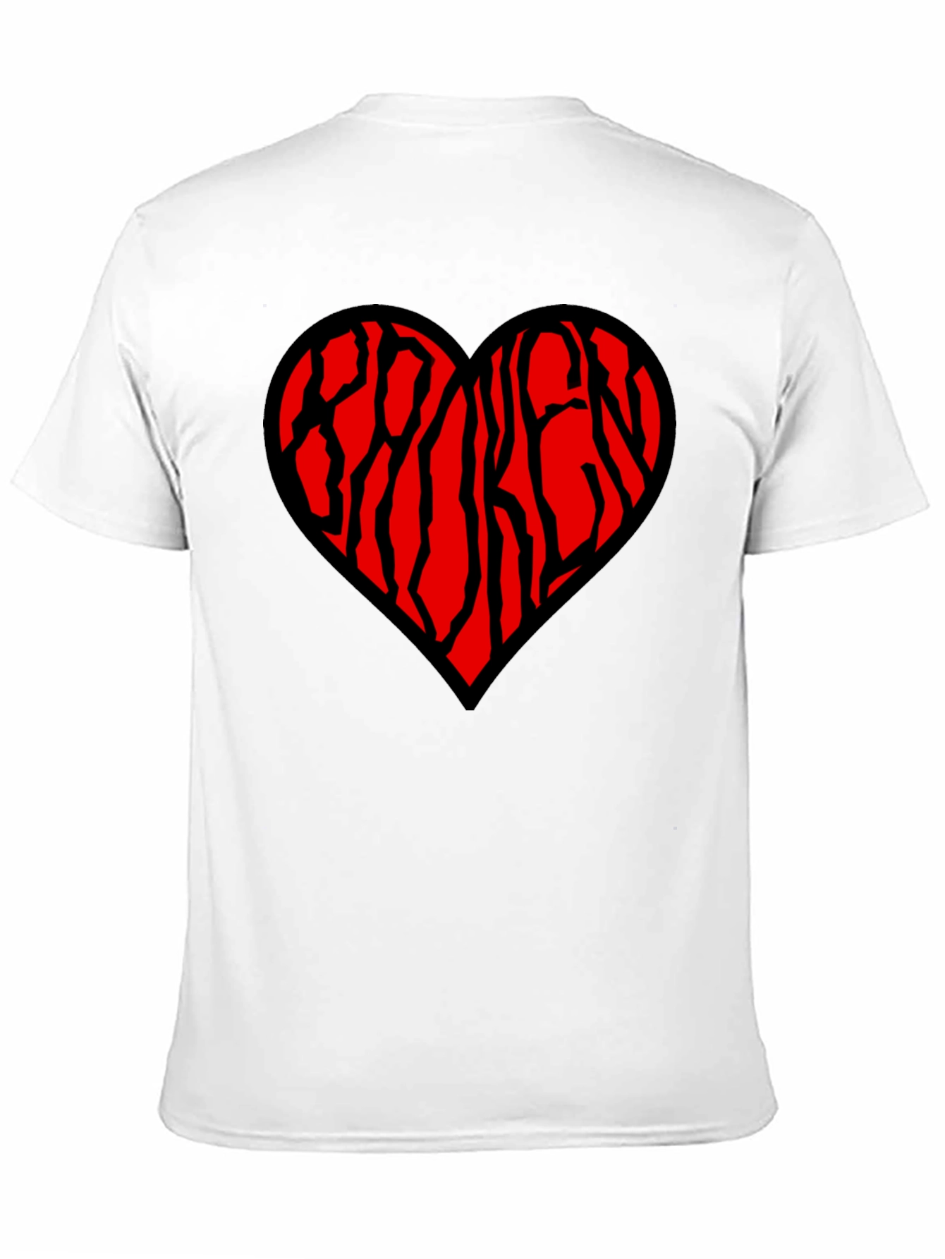 Heart Patterned Mens Black T-Shirt