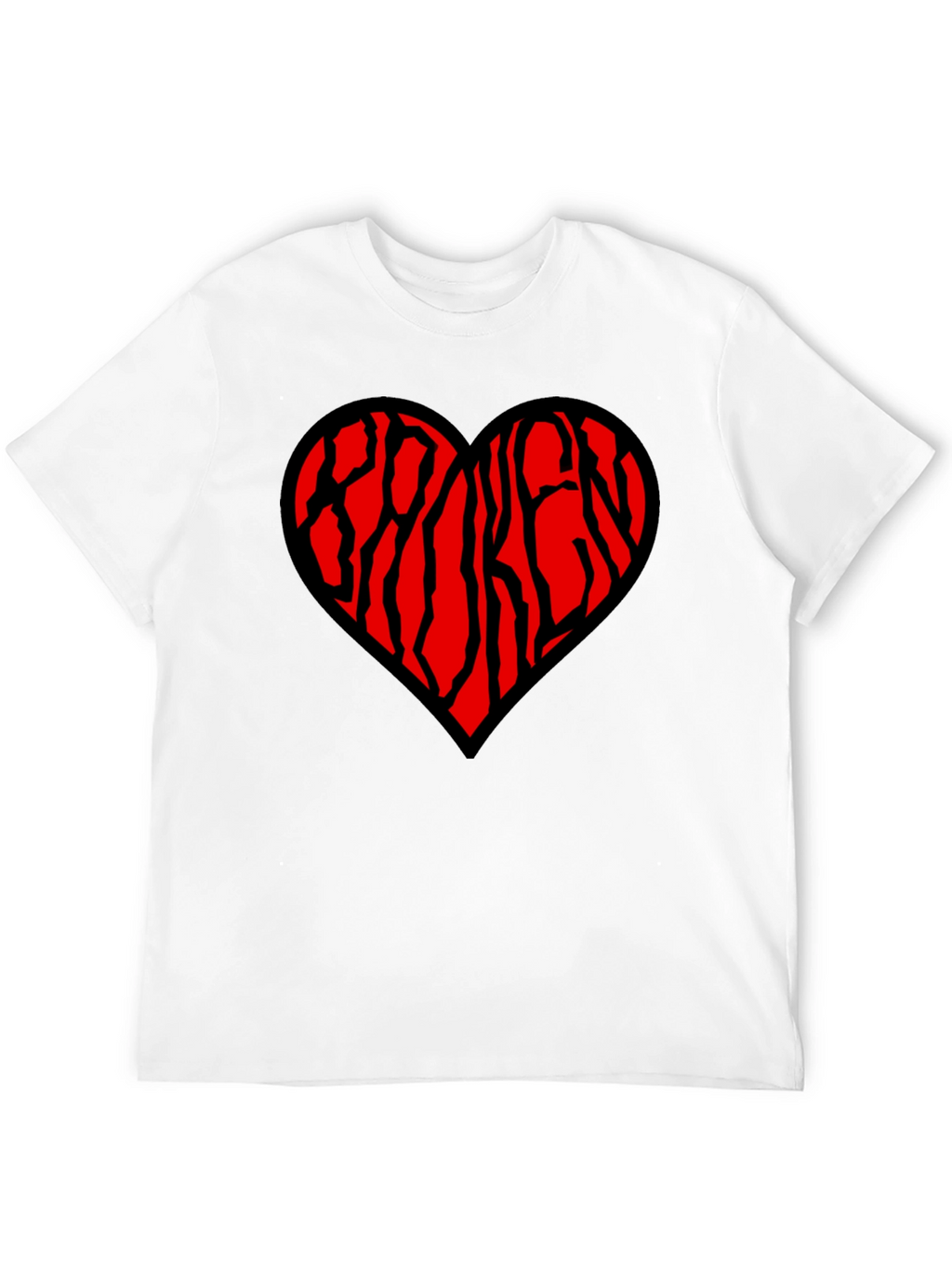 Heart Patterned Mens Black T-Shirt