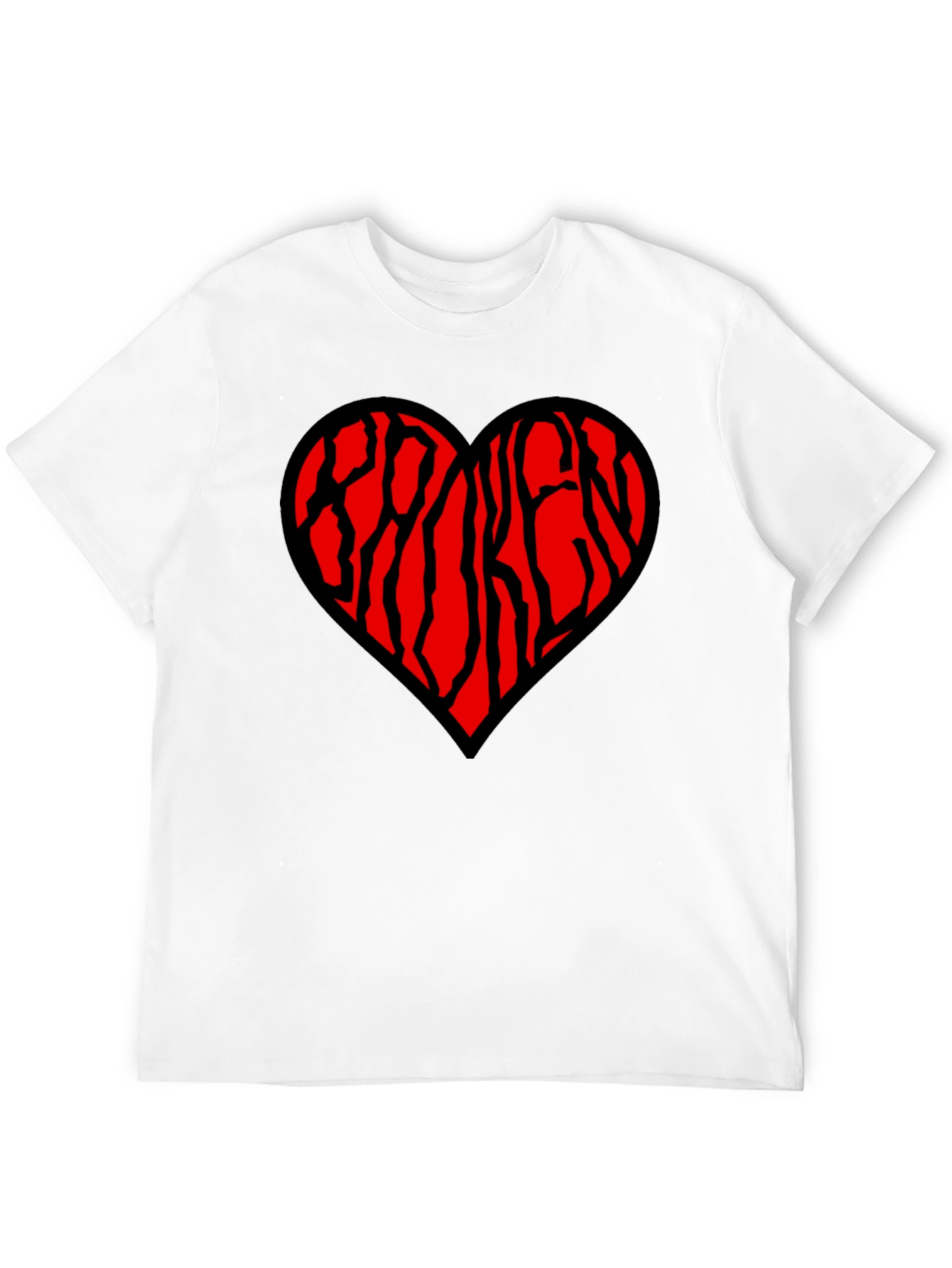 Heart Patterned Mens Black T-Shirt
