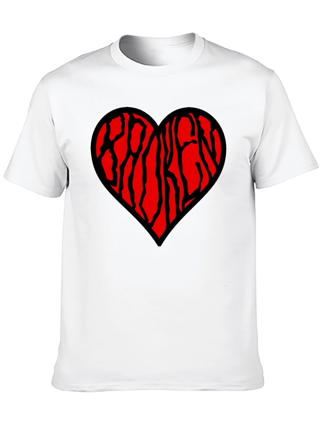 Heart Patterned Mens Black T-Shirt