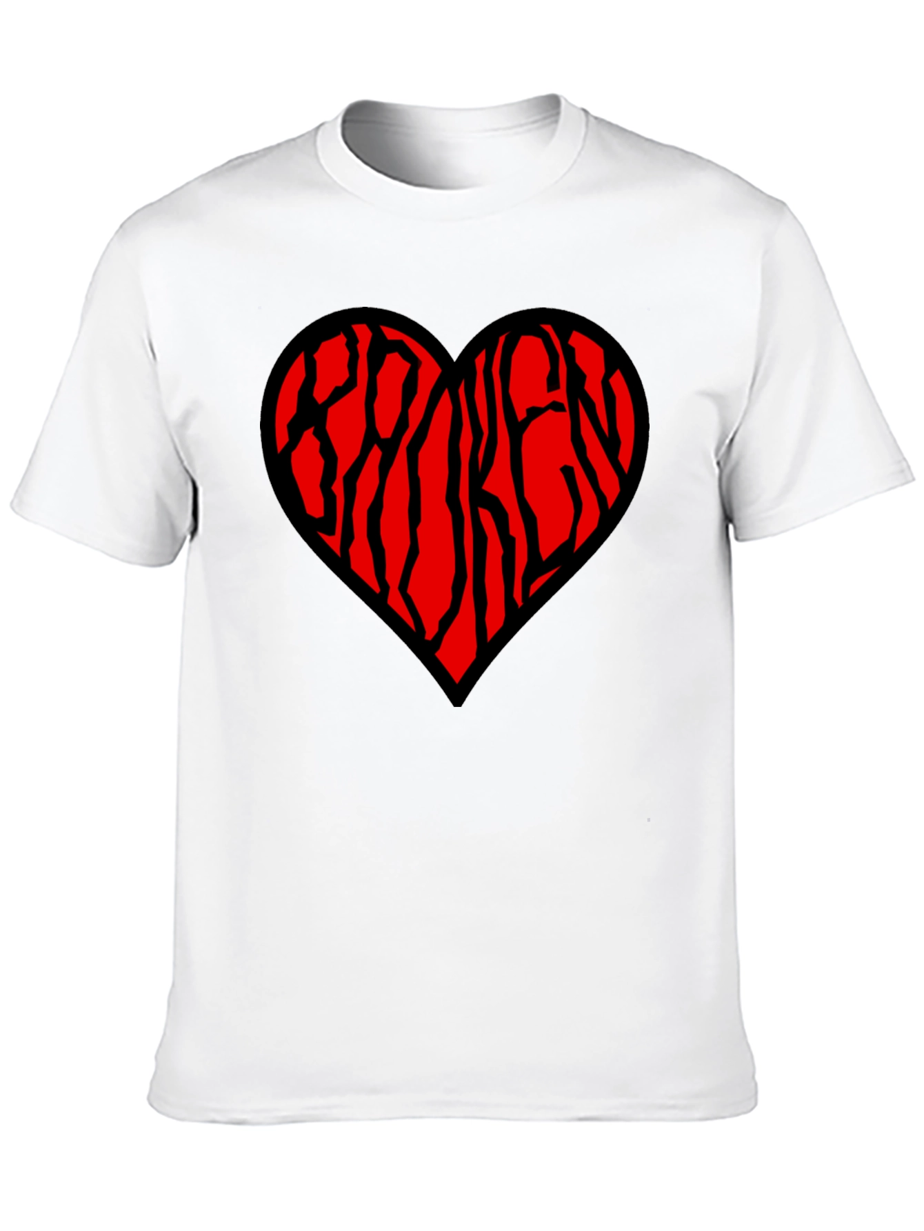 Heart Patterned Mens Black T-Shirt