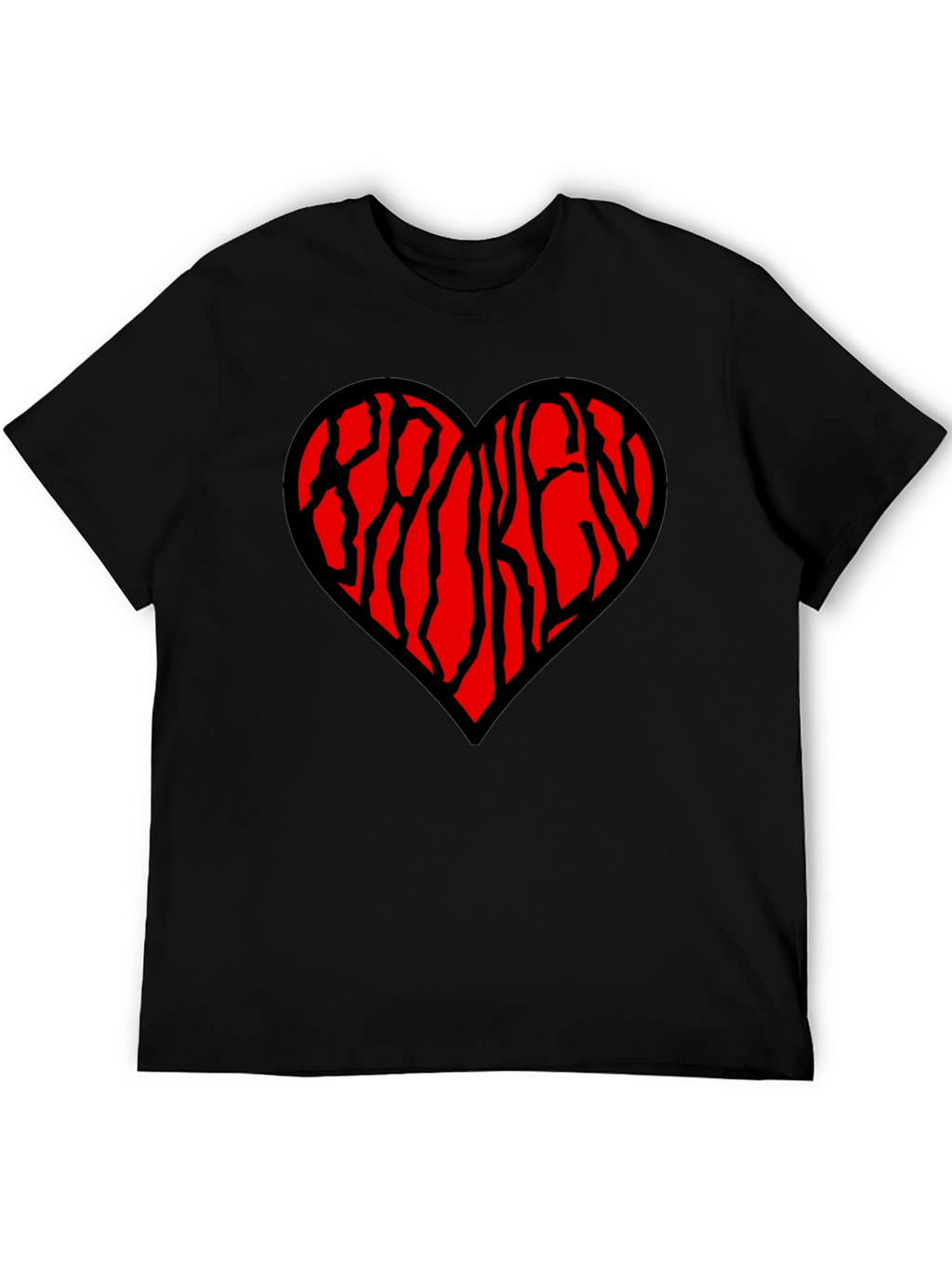 Heart Patterned Mens Black T-Shirt
