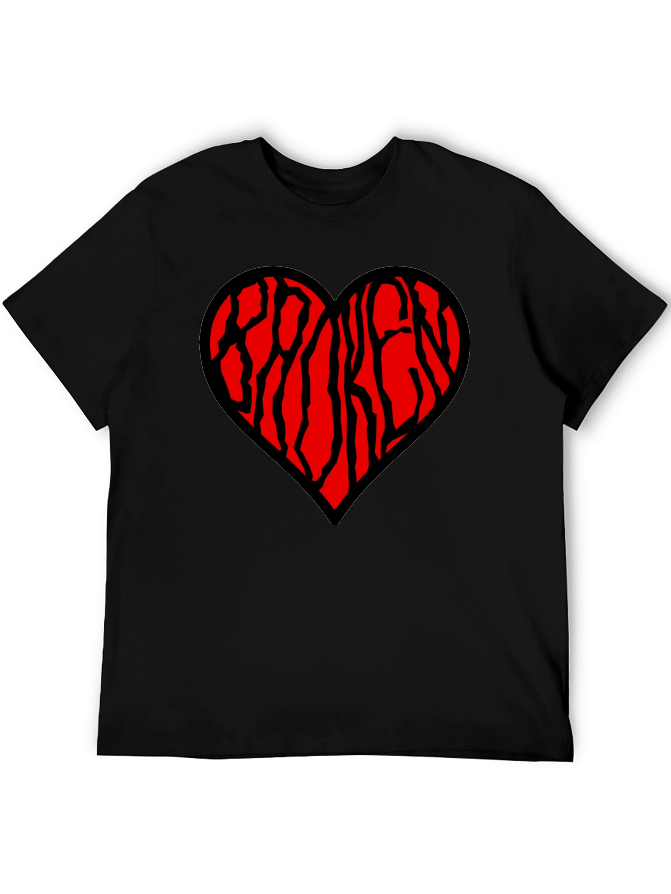Heart Patterned Mens Black T-Shirt