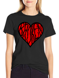 Heart Patterned Mens Black T-Shirt