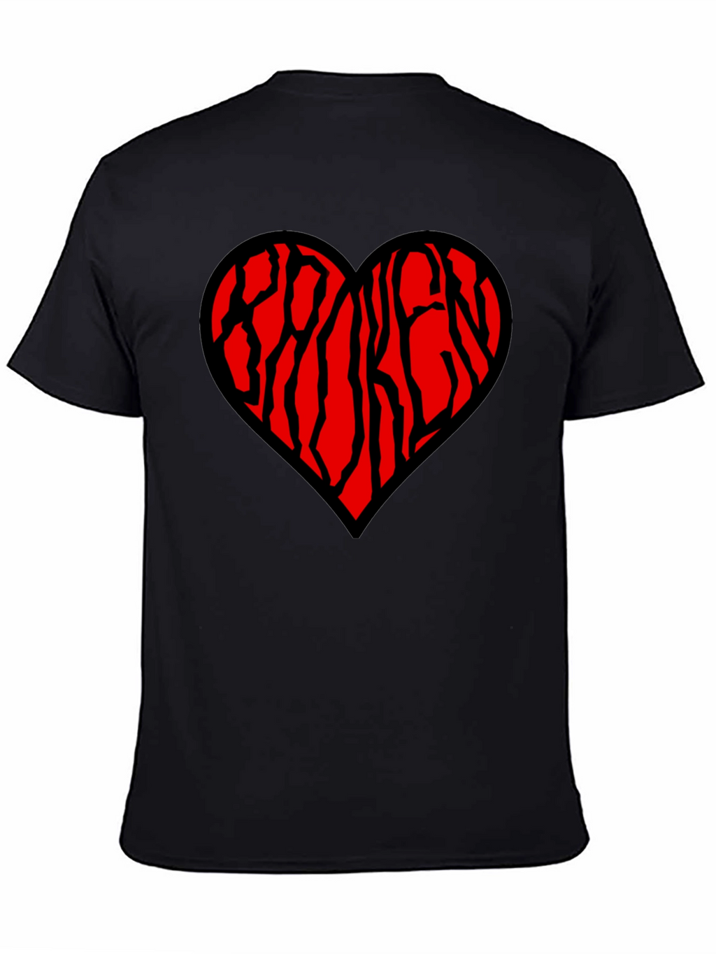 Heart Patterned Mens Black T-Shirt