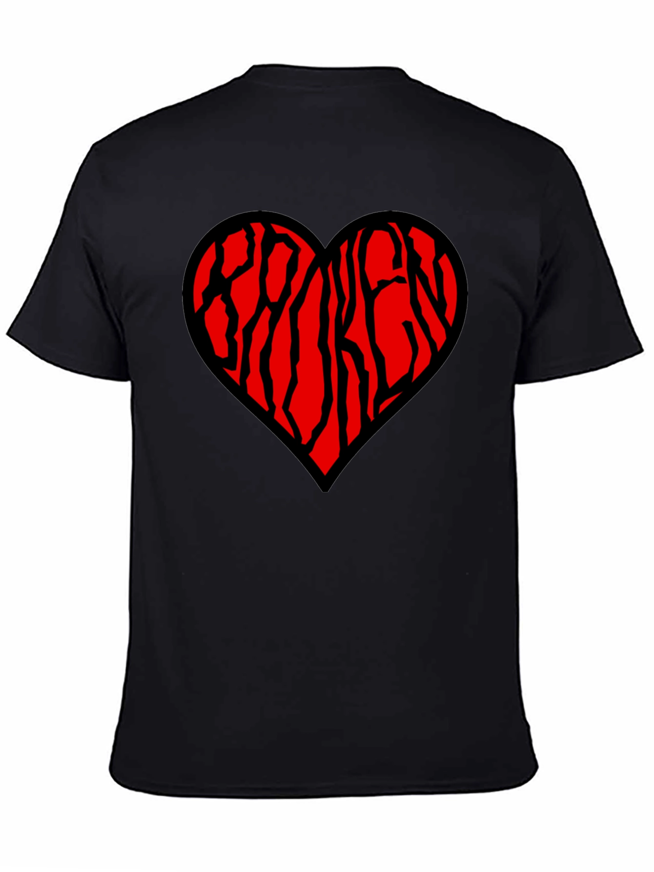 Heart Patterned Mens Black T-Shirt