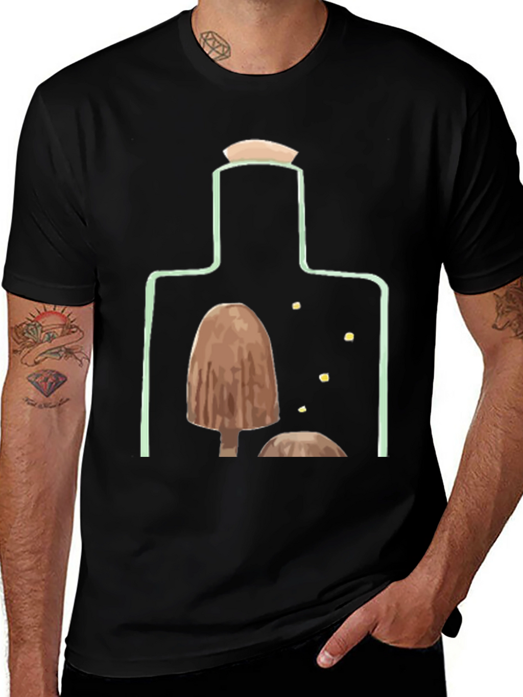Mushroom Bottle Graphic T-Shirt