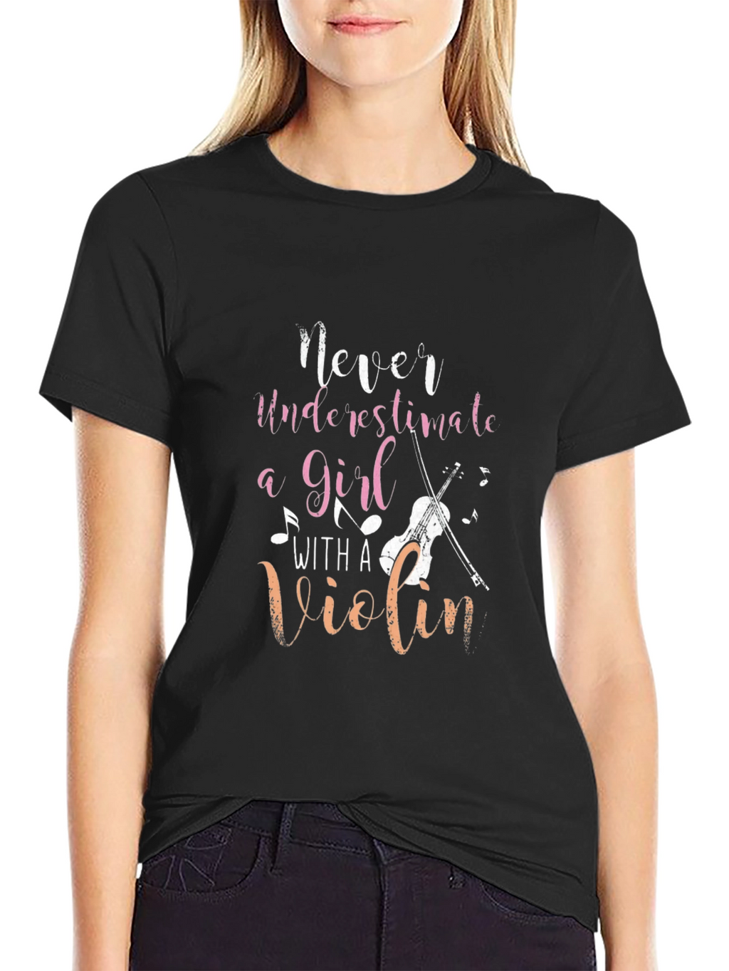 Never Underestimate a Girl with a Violin Tee