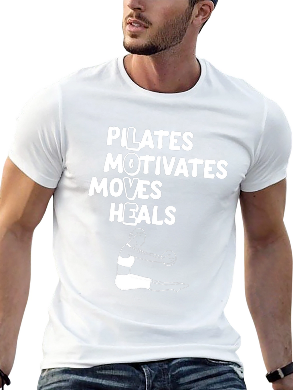 Pilates Motivates Moves Heals Black T-Shirt