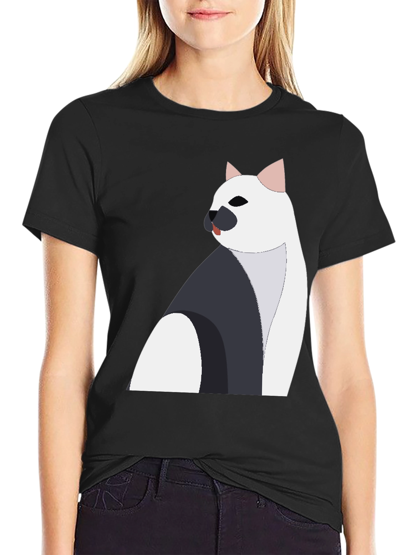 Stylish Cat Graphic Tee - Black Unisex Shirt