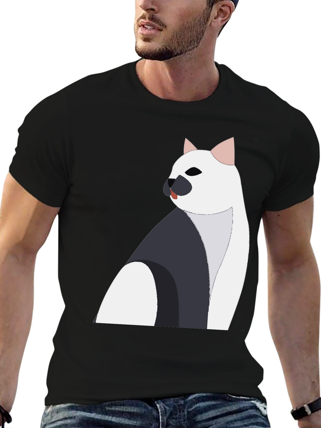 Stylish Cat Graphic Tee - Black Unisex Shirt