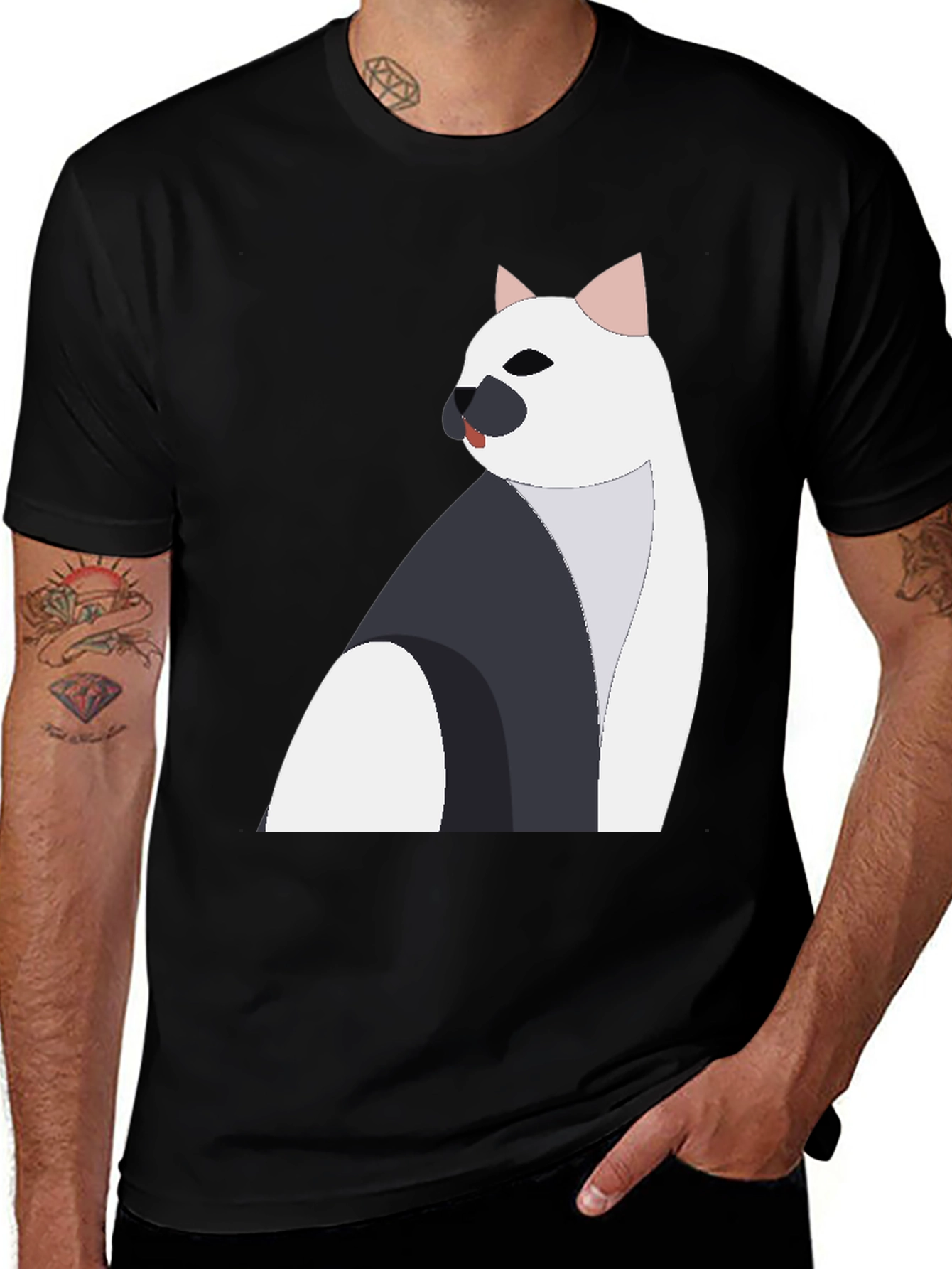 Stylish Cat Graphic Tee - Black Unisex Shirt