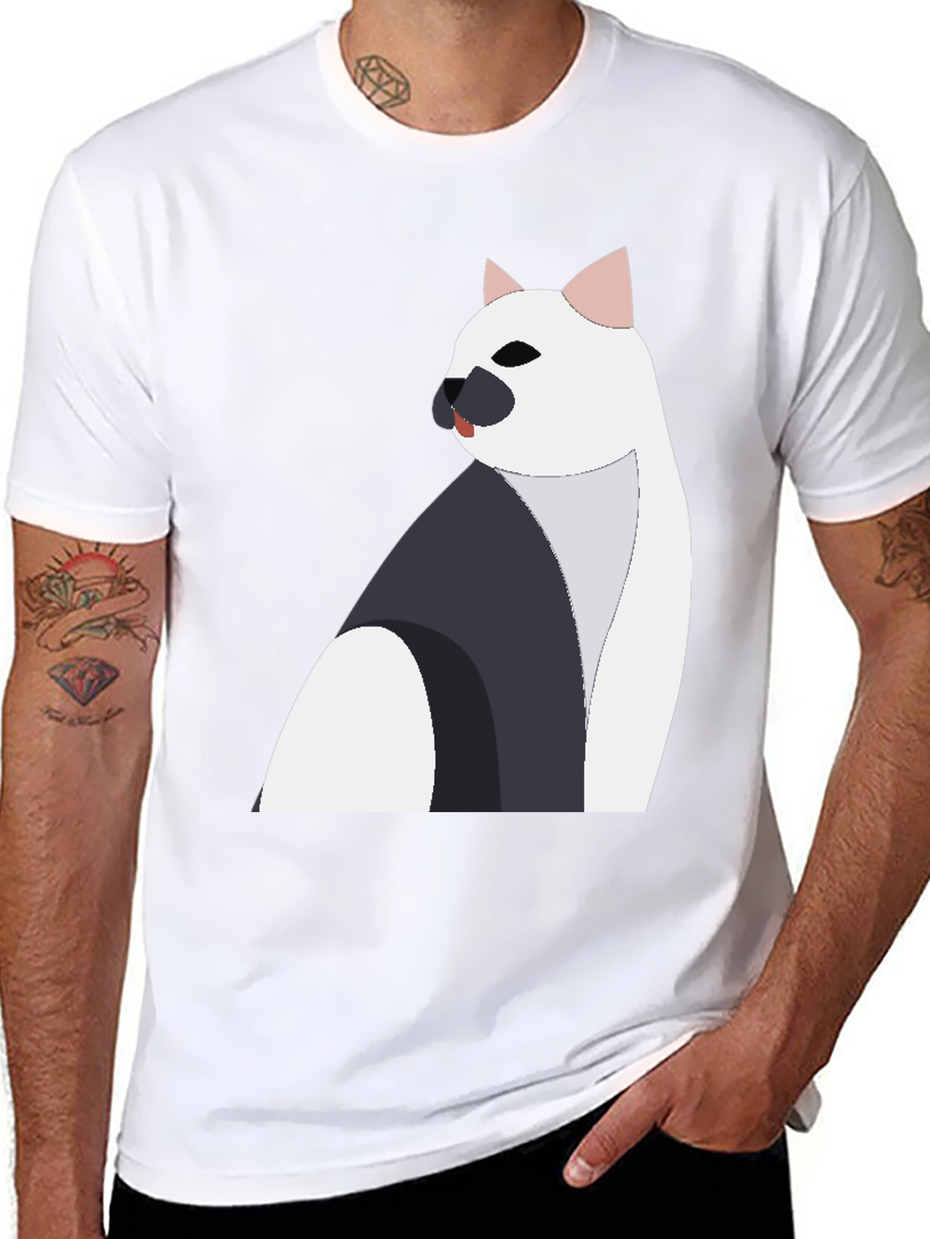 Stylish Cat Graphic Tee - Black Unisex Shirt