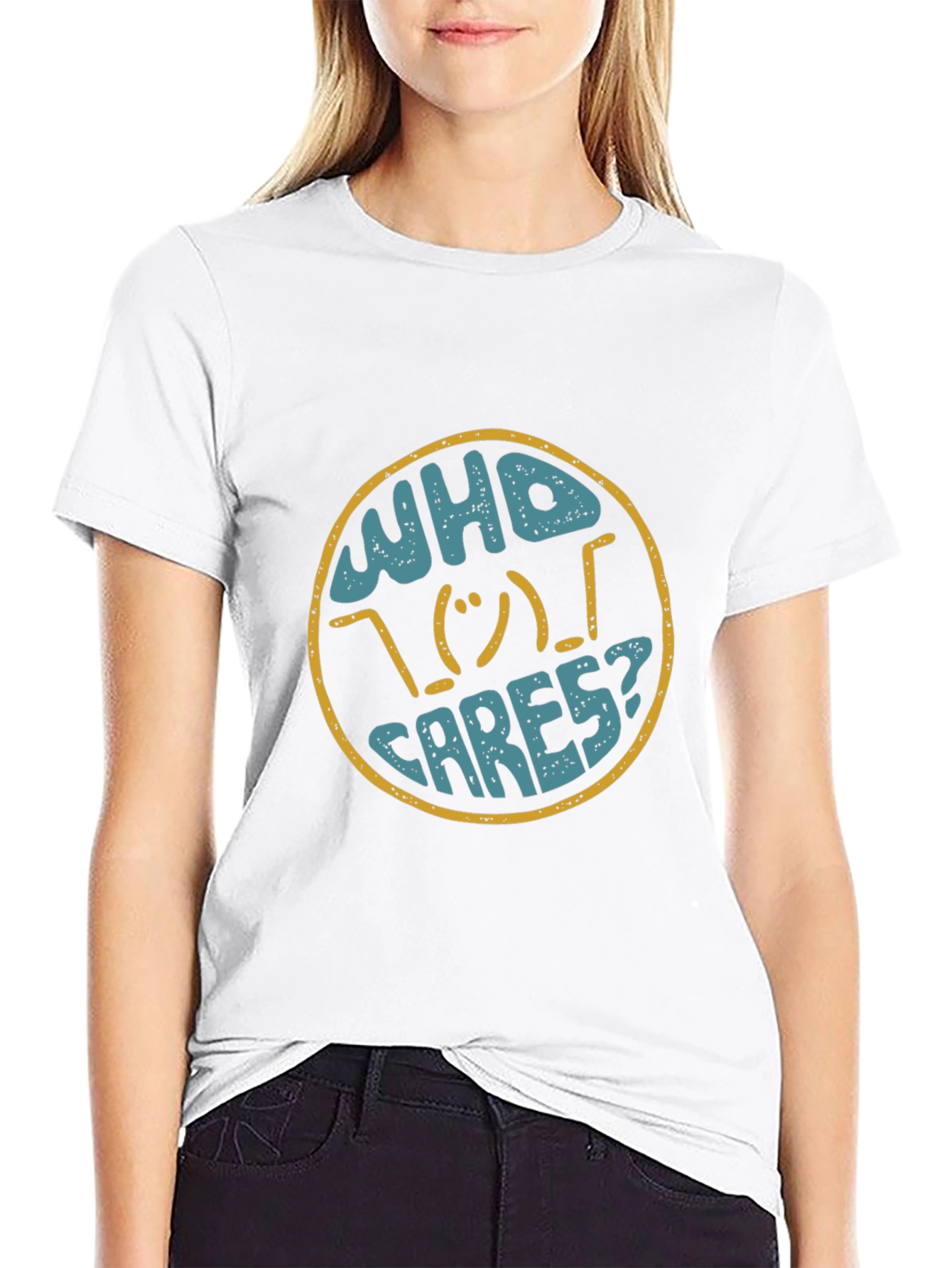Who Cares Graphic Print T-Shirt