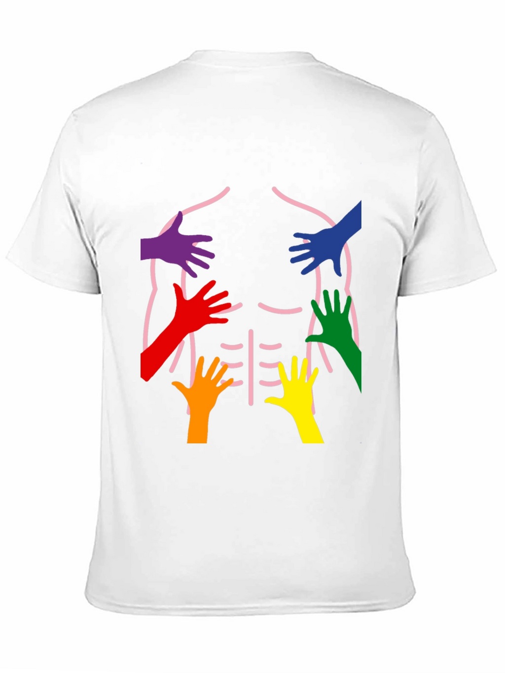 Rainbow Hands Body Outline T-Shirt