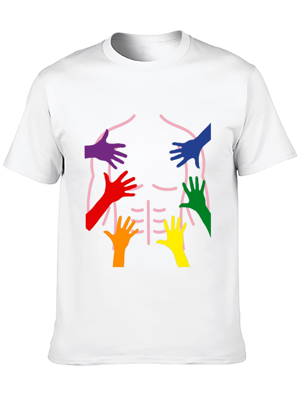 Rainbow Hands Body Outline T-Shirt