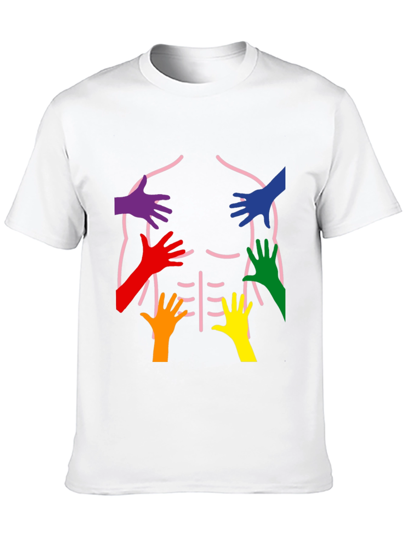 Rainbow Hands Body Outline T-Shirt
