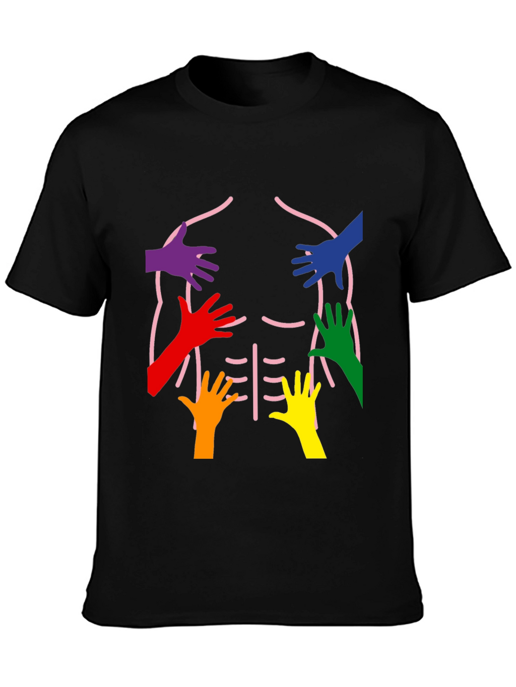 Rainbow Hands Body Outline T-Shirt