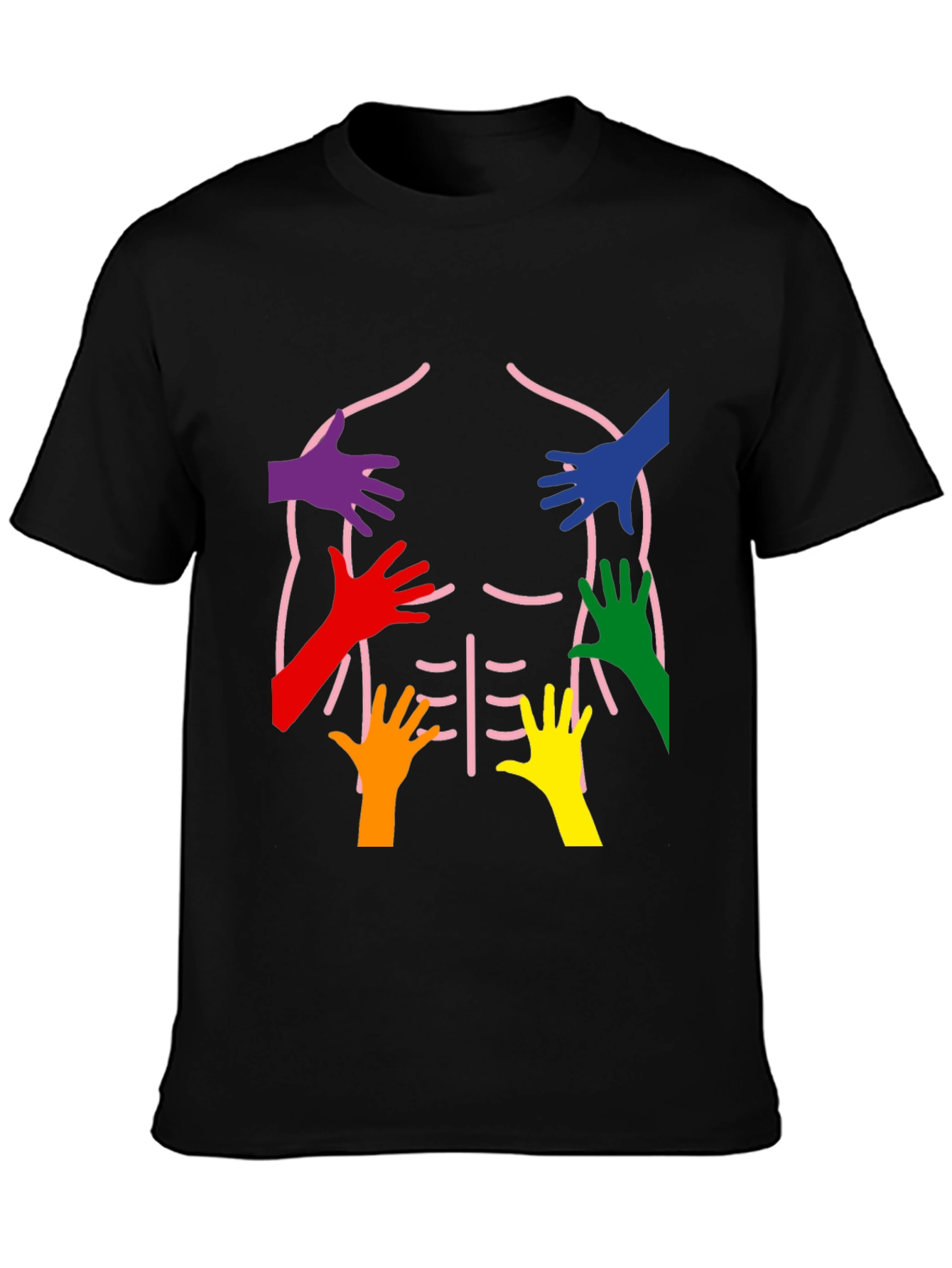 Rainbow Hands Body Outline T-Shirt