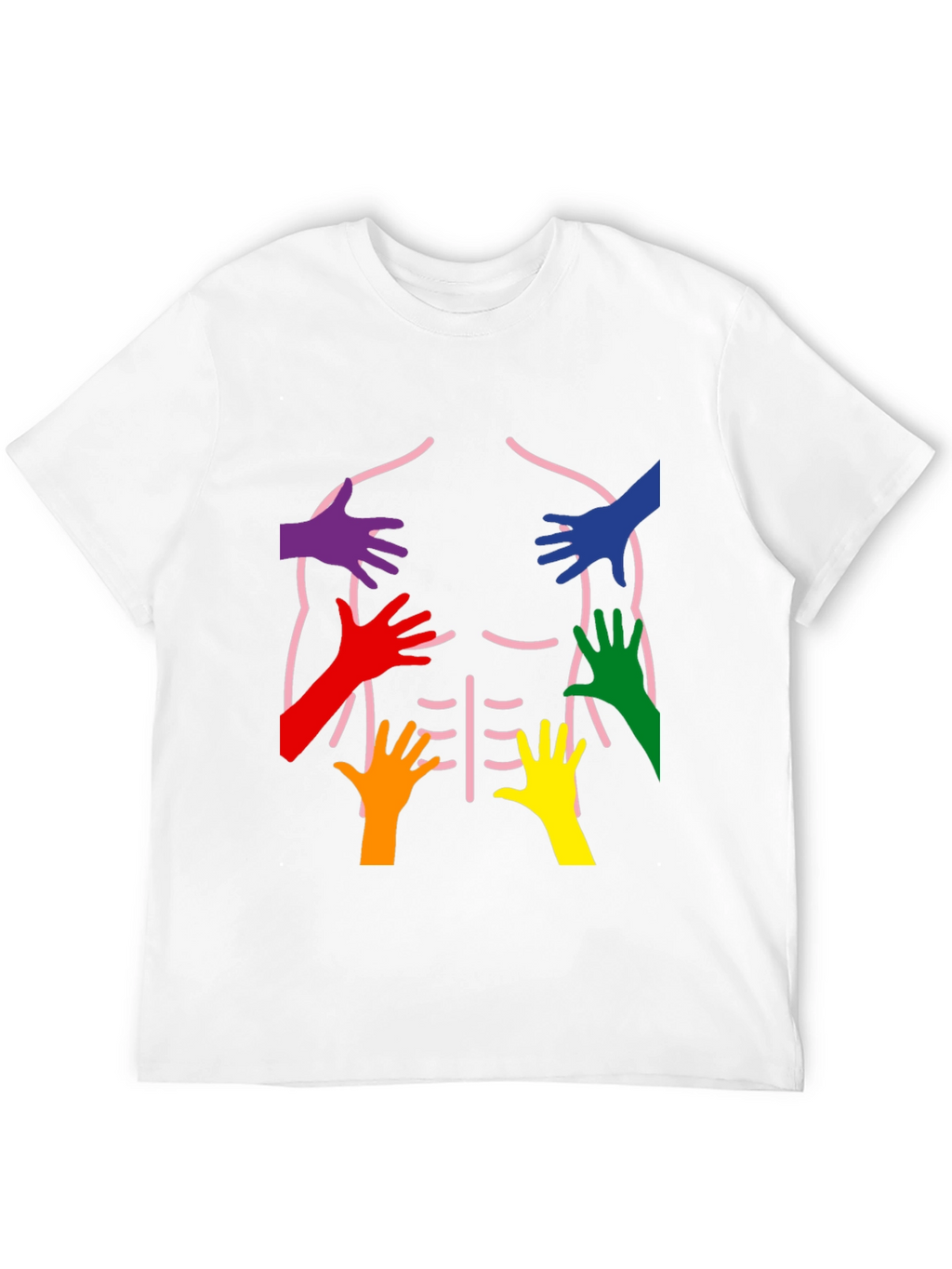 Rainbow Hands Body Outline T-Shirt