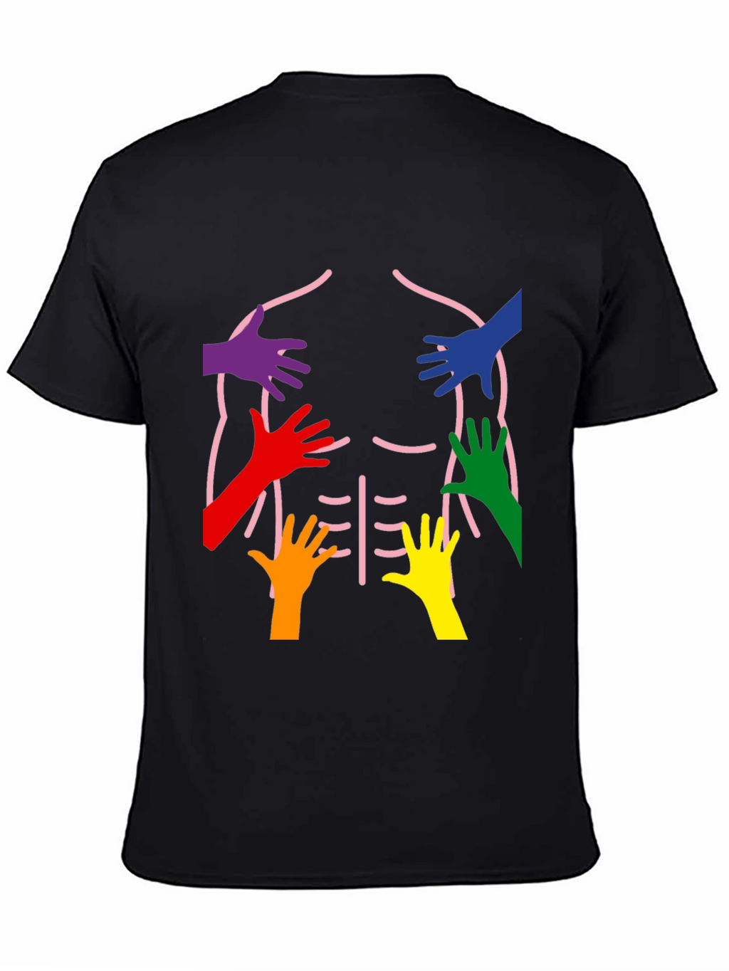 Rainbow Hands Body Outline T-Shirt