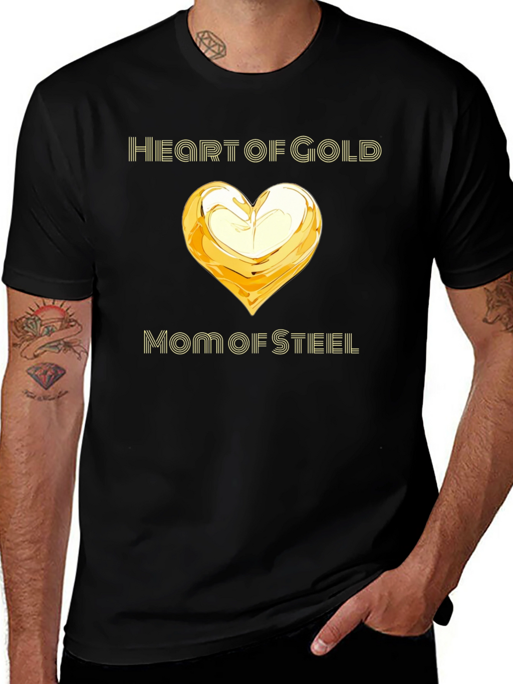 Heart of Gold Mom of Steel T-Shirt - Black