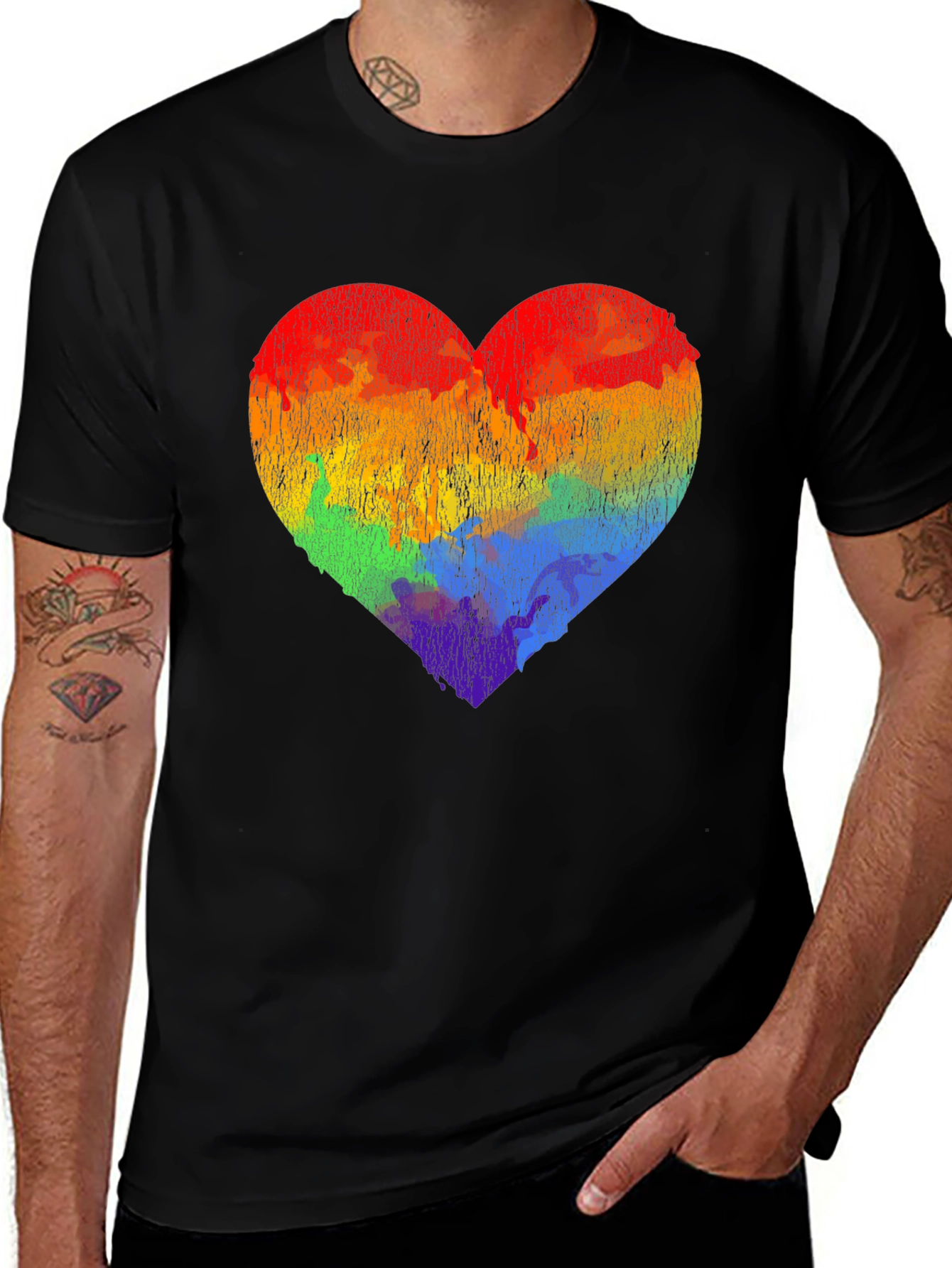 Rainbow Heart Graphic Tee - Pride Love Shirt